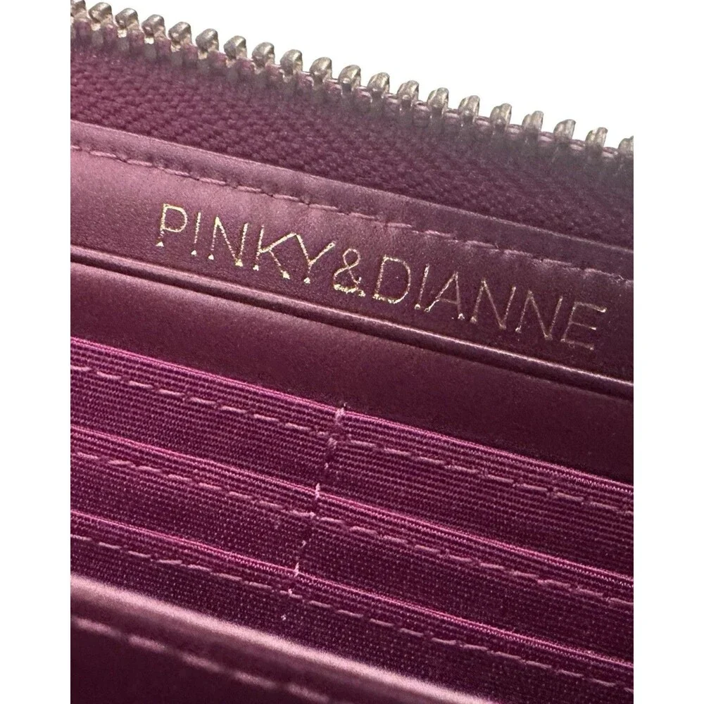 Pinky & Dianne Patent Leather Elegant Burgundy Wine Long Zipper Wallet